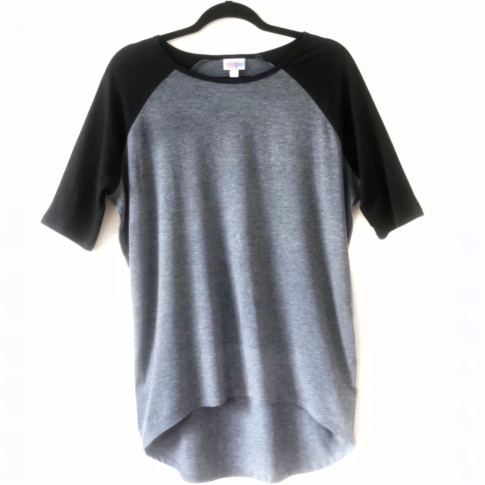 LuLaRoe Gray & Black Raglan Style Irma Tunic - XXS